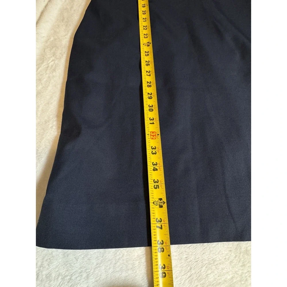 J.CREW Women's Monday Dress Lined Solid 100% Blue Wool Ruffle Sheath Career Sz 8 - Picture 8 of 16